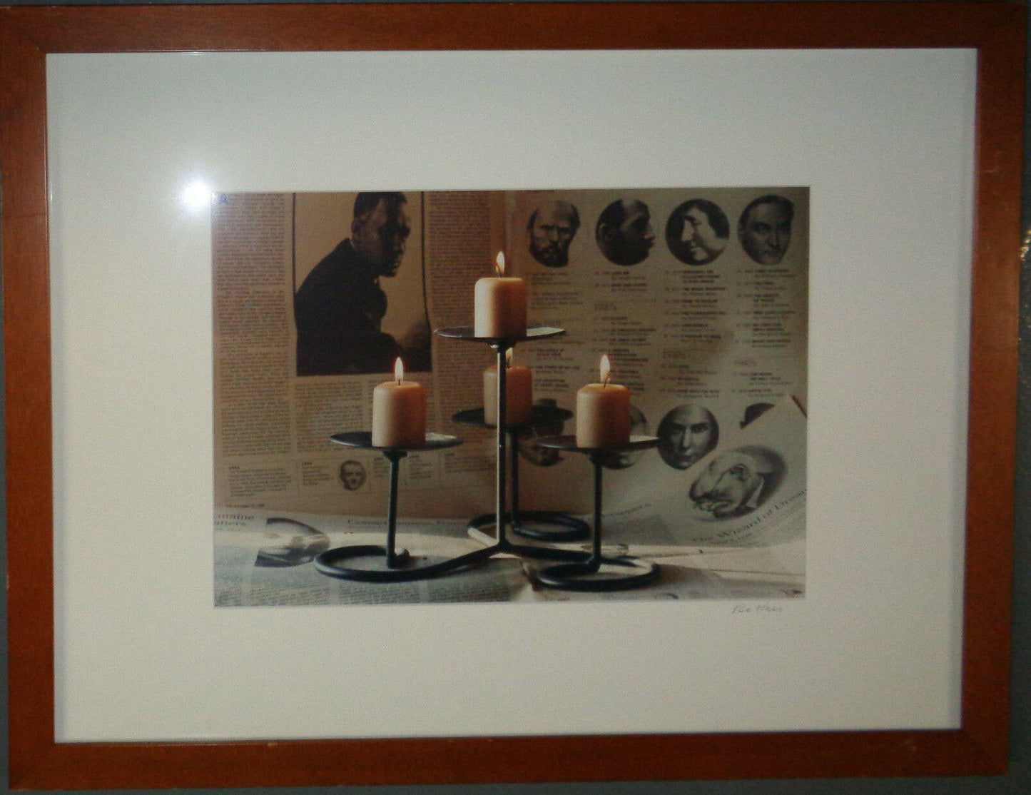 Bo Kass : Candles with 1940s literary news backdrop -- Signed Original C-Print