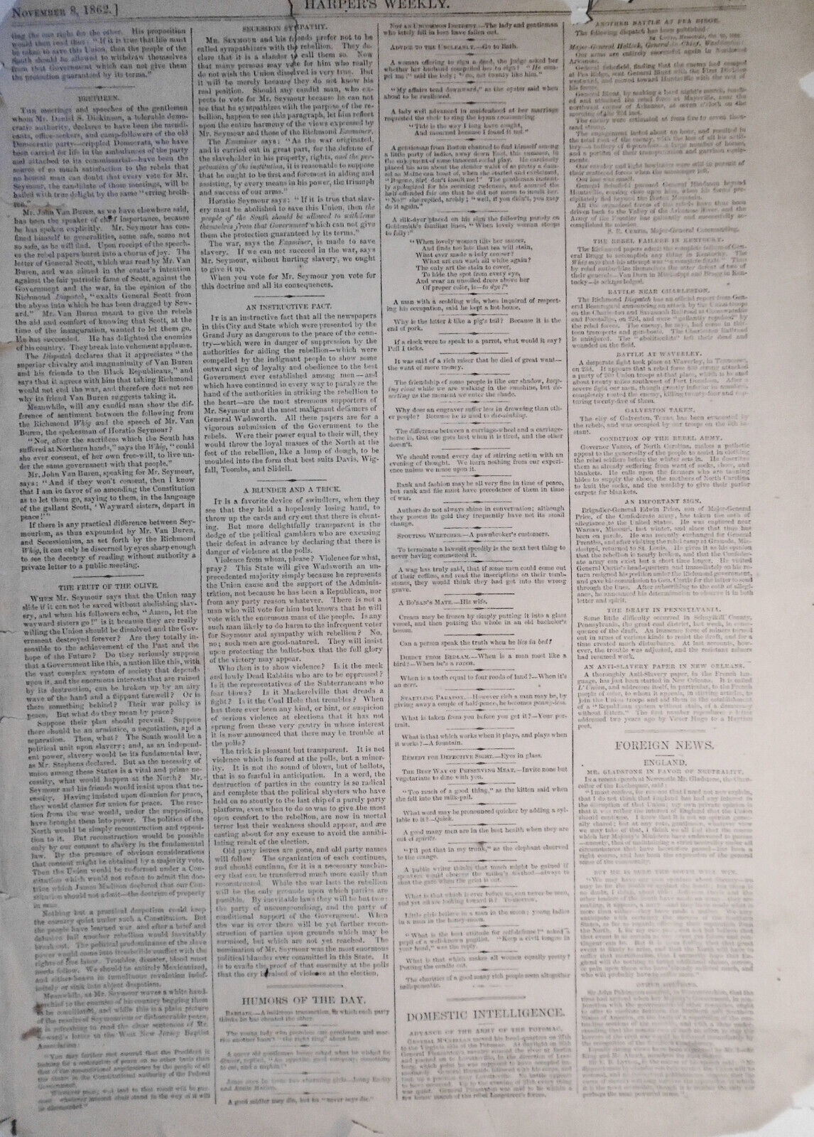 The Foreign Men-of-war In Our Harbor -  Harper's Weekly, November 8, 1862