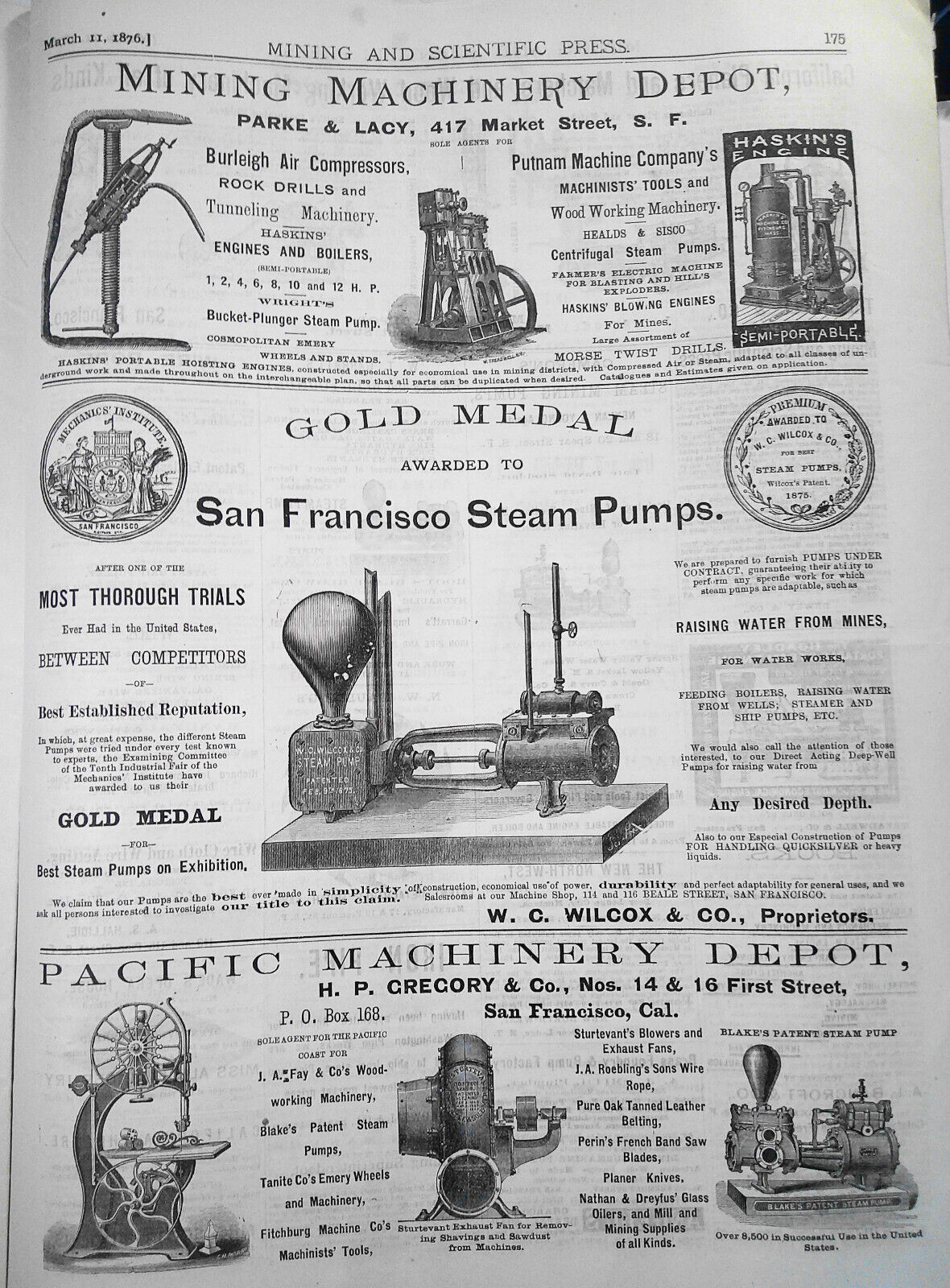 Mining and Scientific Press, March 11, 1876. Ballooning; Photo-lithography, etc