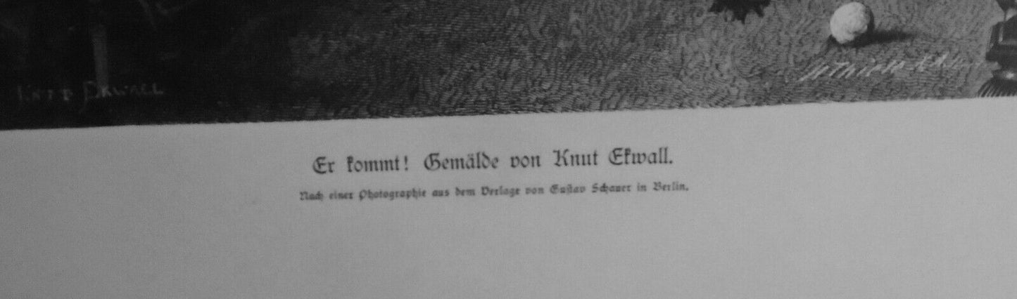 Er Kommt!, by Knut Ekwall  - 1884 - Original antique print - 16x11 inches