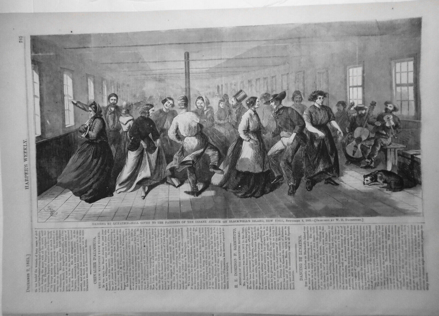 1865 Dancing by Lunatics - Ball at Insane Asylum on Blackwell's Island, NY