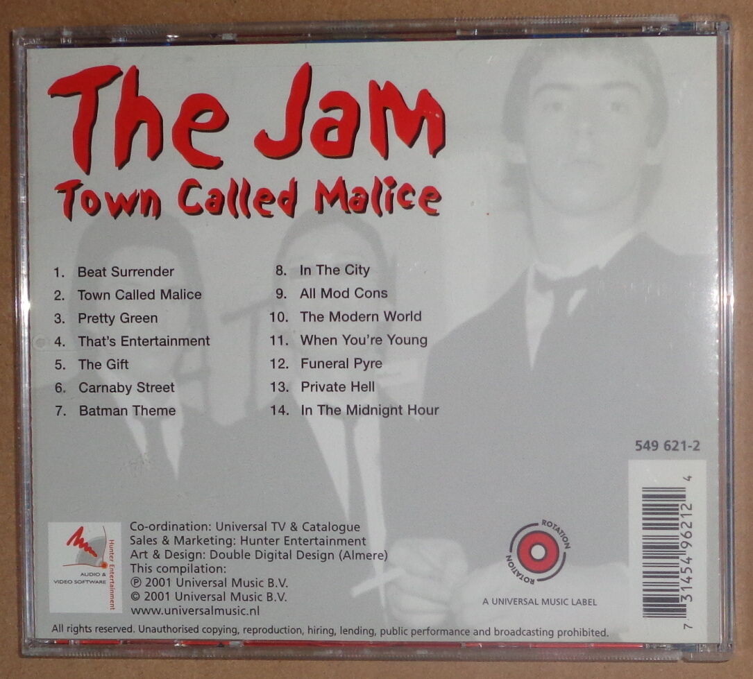 The Jam ‎– Town Called Malice CD - Rare German pressing. 2001. Rotation ‎