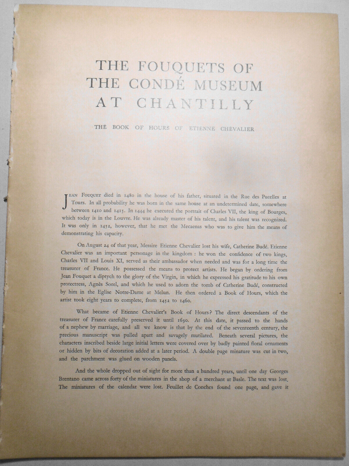 The Fouquets of Conde Museum at Chantilly - Verve 1939 -  11 Illuminated plates.