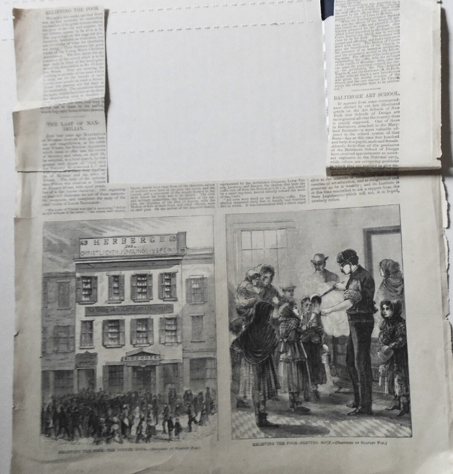 Relieving The Poor - Harper's Weekly, Feb. 29 1868 Original, Story & Two Prints