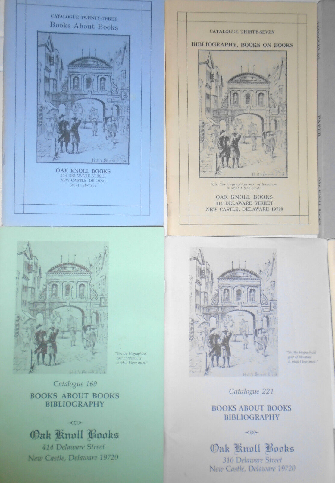 11 Oak Knoll bookseller catalogs: Books About Books, Bibliography, Paper, etc..