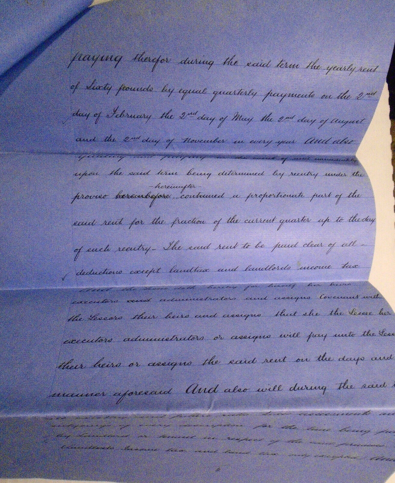 1889 Lease indenture. Hereford, England. Clark and Martin to Mrs. Annie Ballard.