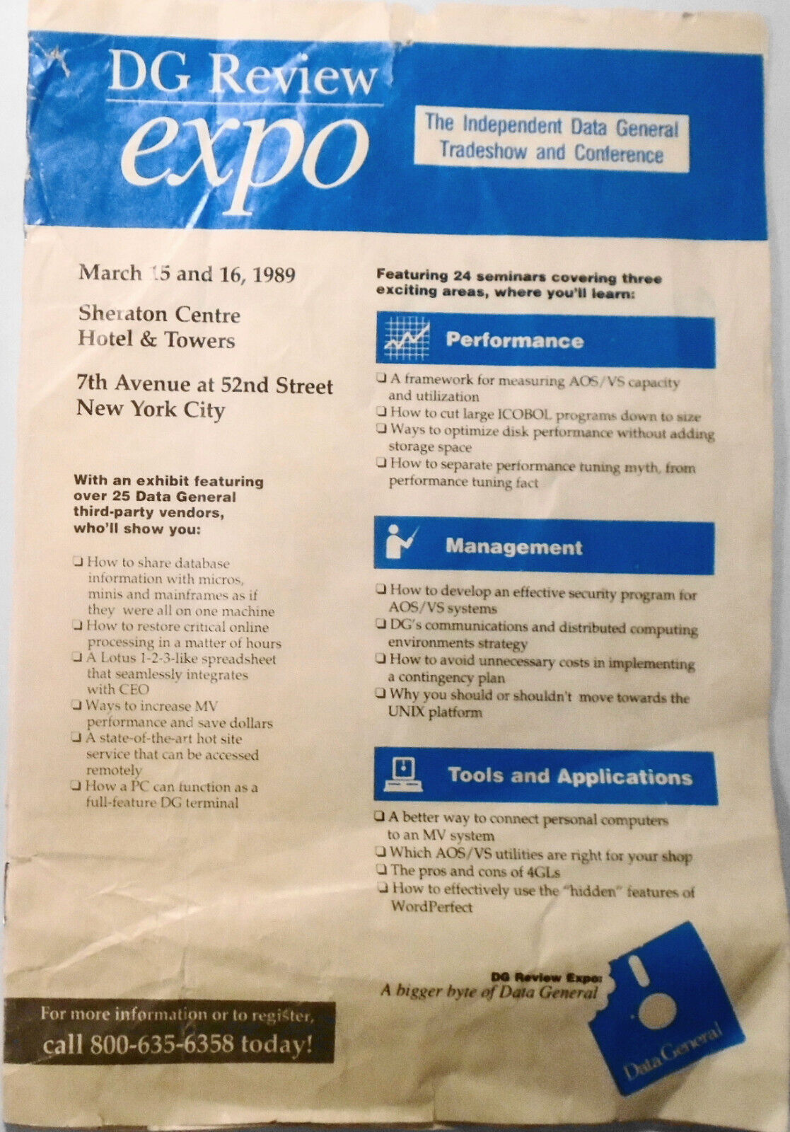 DG Review Expo  - Program -  Tradeshow and Conference - March 15 & 16, 1989. NYC