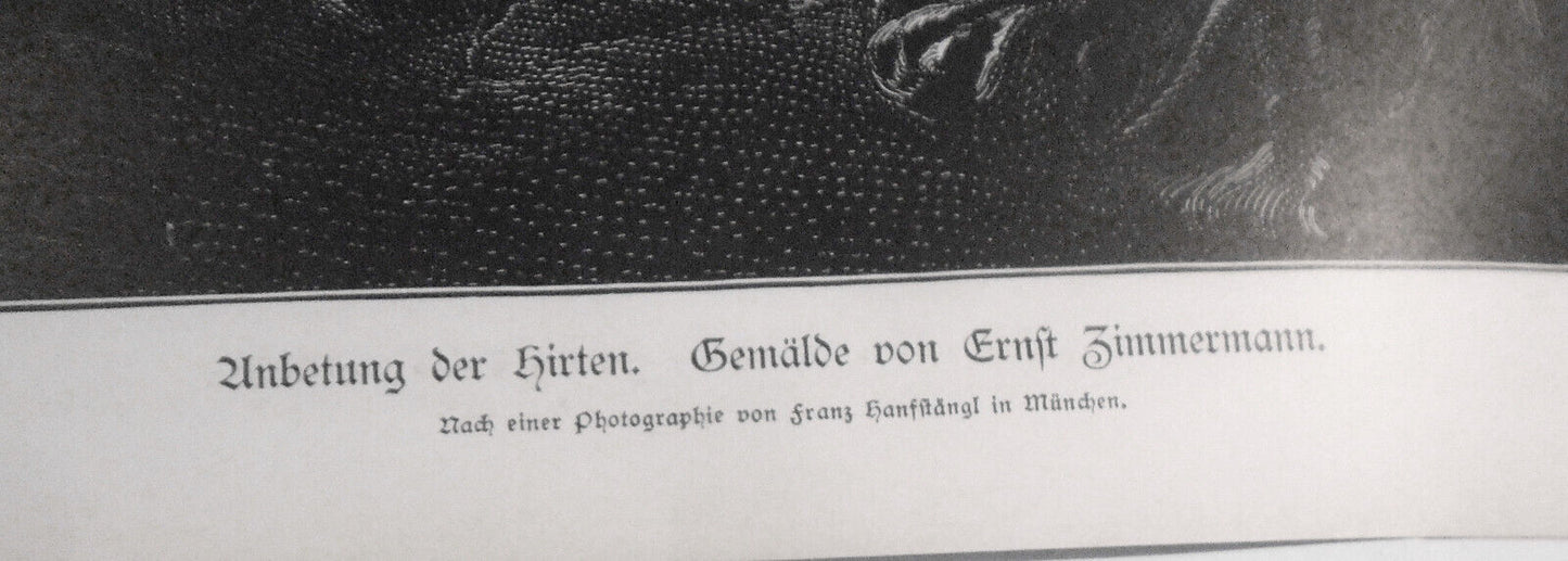 Anbetung der Hirten, by Ernst Zimmermann - 1884 - 22 x 16 inches - Original