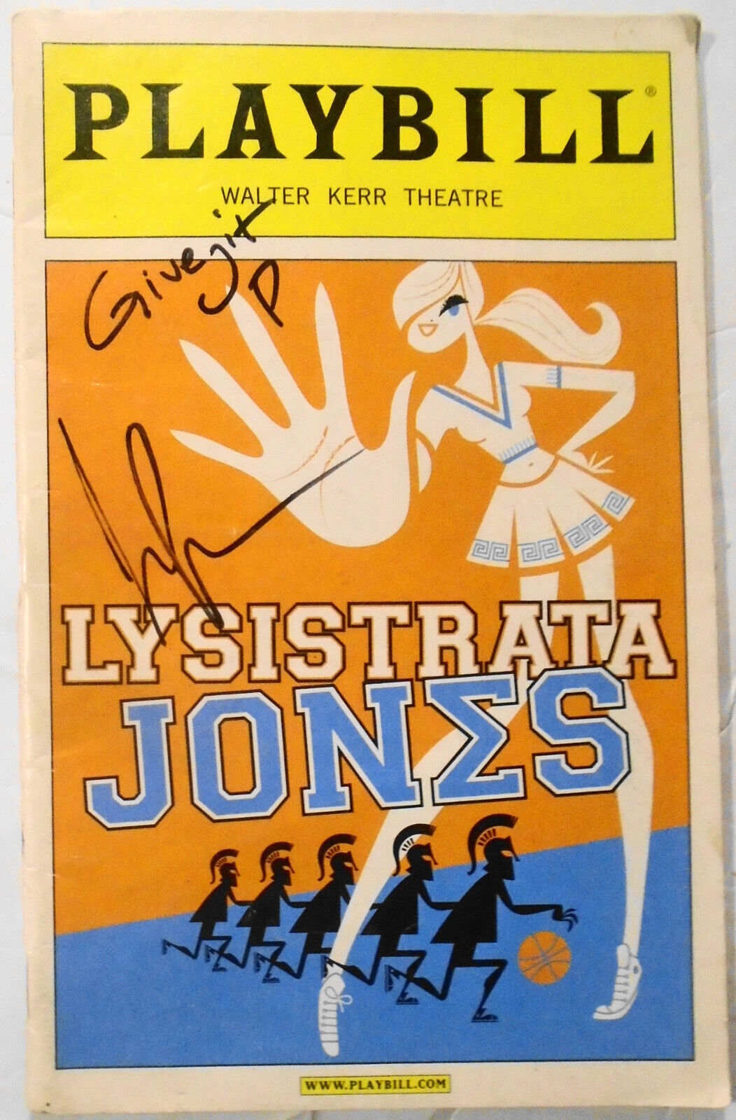 Lysistrata Jones Opening Night Playbill, SIGNED by Josh Segarra. Dec. 14, 2011