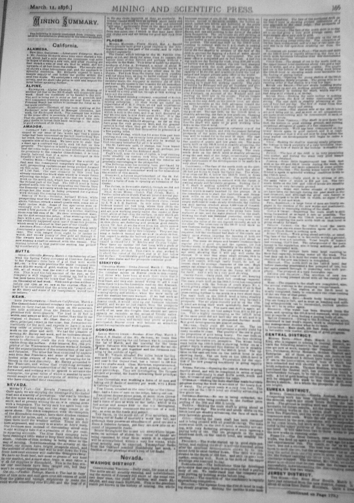 Mining and Scientific Press, March 11, 1876. Ballooning; Photo-lithography, etc