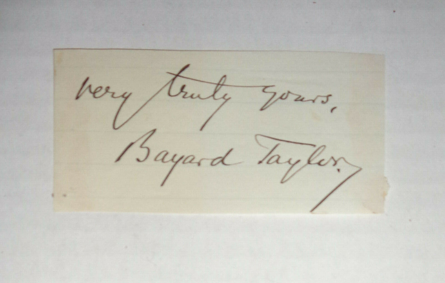 Bayard Taylor (1828-1875) - clipped autograph signed segment - Poet, author