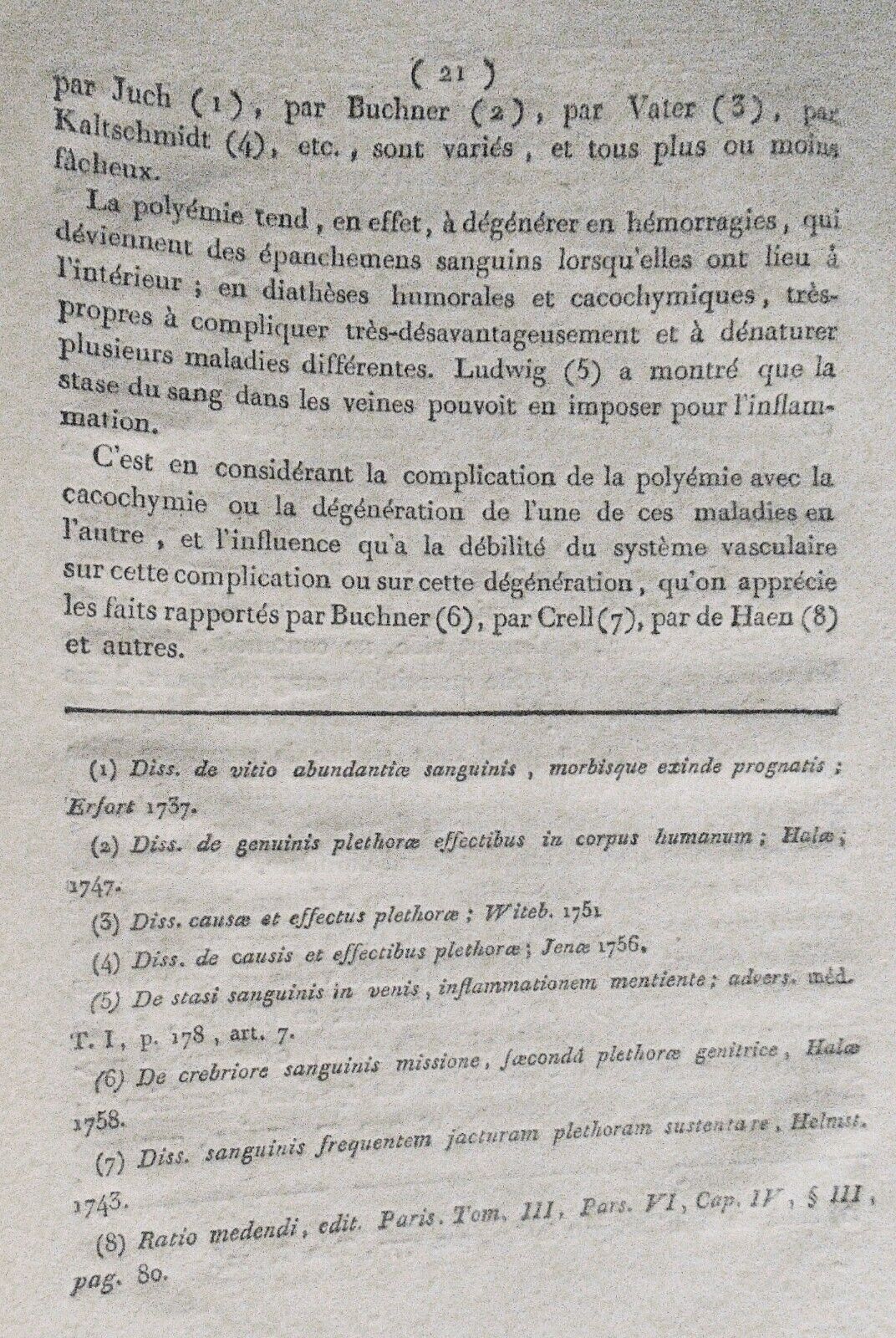 1807 Dissertations sur la polyémie ou pléthore sanguine - by Louis-Cle Benoit