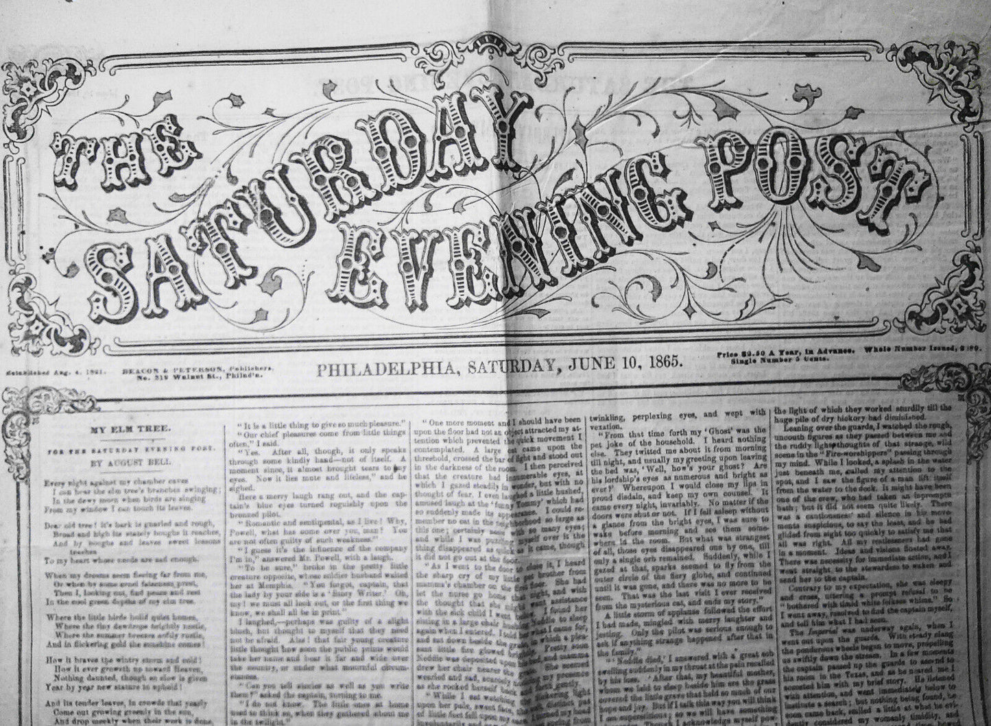 Saturday Evening Post, June 10, 1865 - General Lee in London, etc