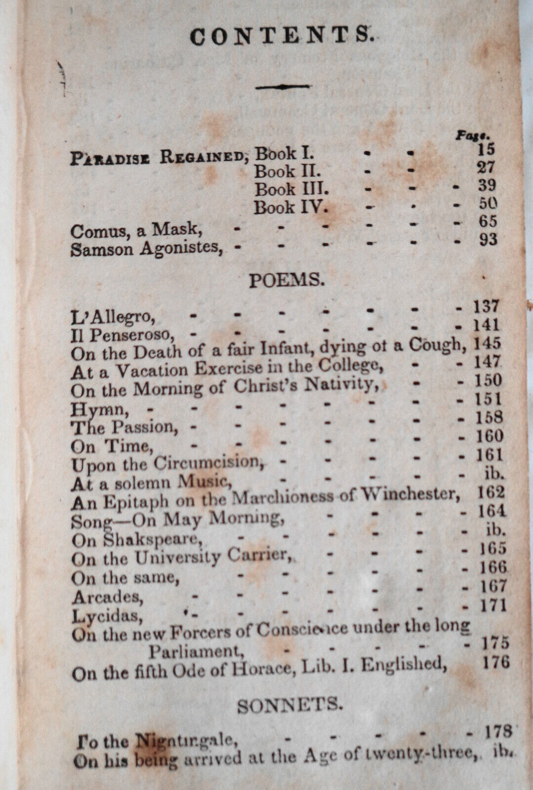 John Milton : Paradise Regained And Other Poems. [1840].