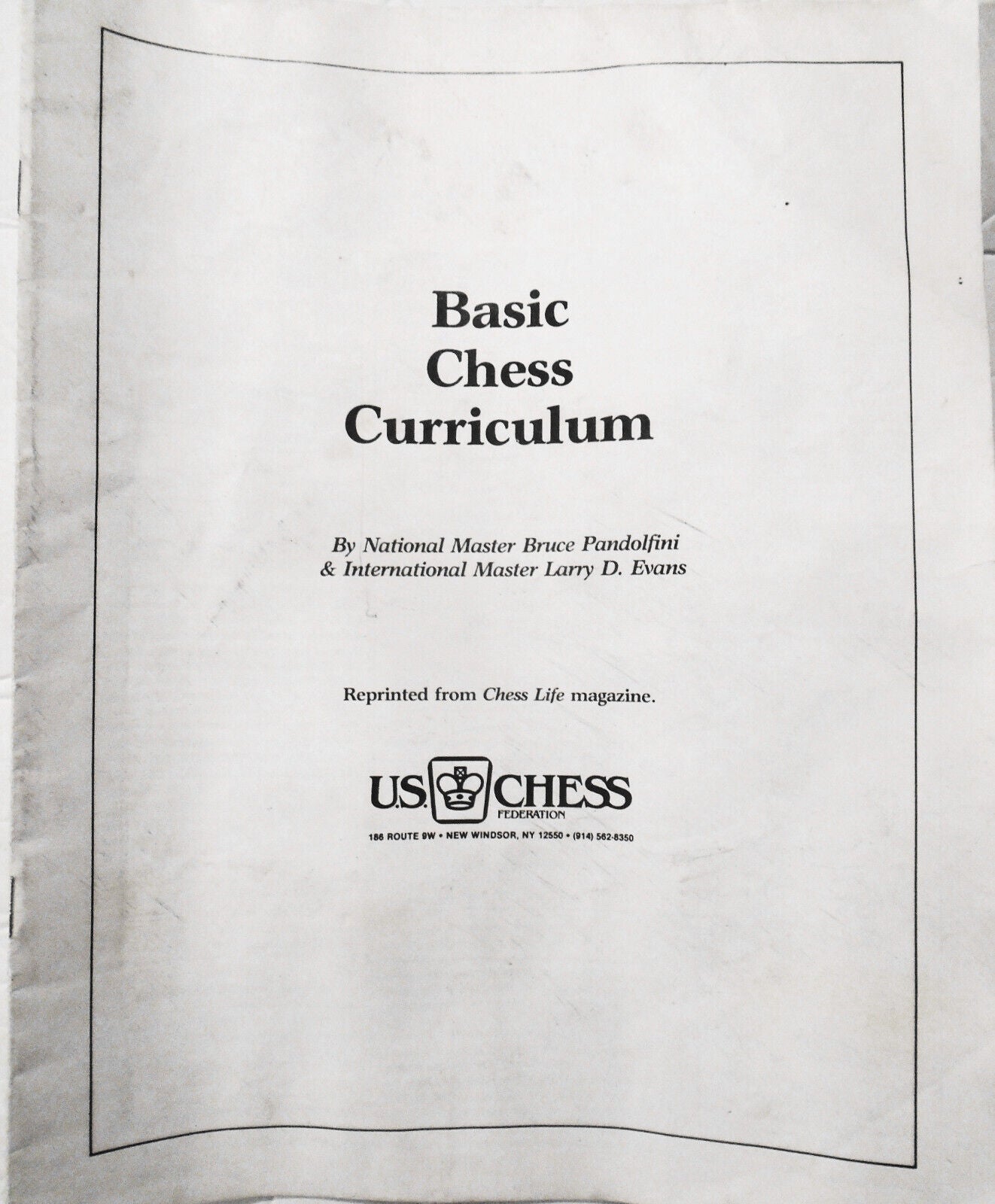 Basic Chess Curriculum by Bruce Pandolfini & Larry Evans 1983. 12 1-page lessons