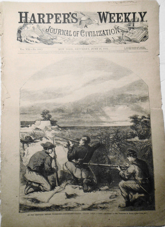 Harper's Weekly June 27, 1863 - Civil War reports / Map of Theatre of Operations