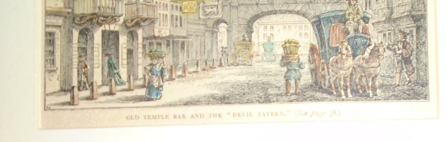 Old Temple Bar and the "Devil Tavern." 1897. Original hand-colored print