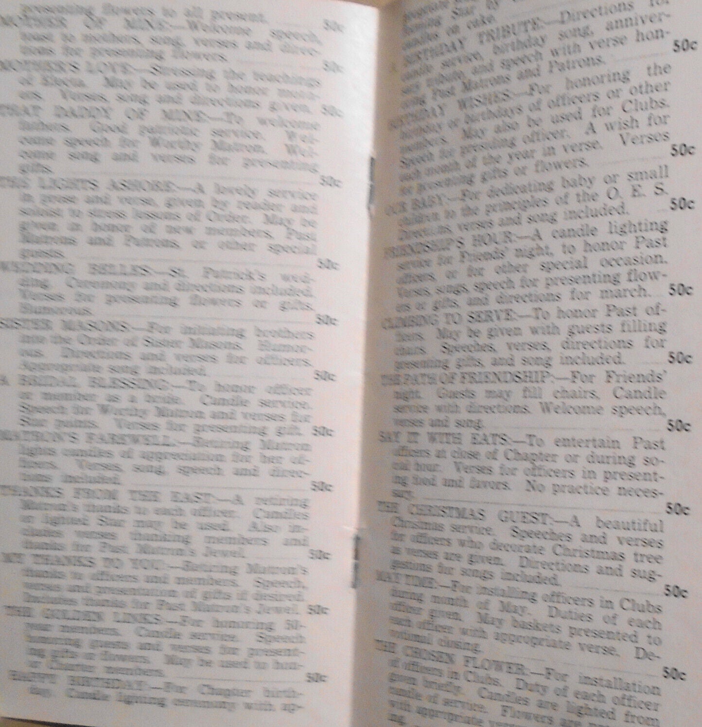 Order of Eastern Star Marches Songs Ceremonies catalog - Associate Matrons 1940s