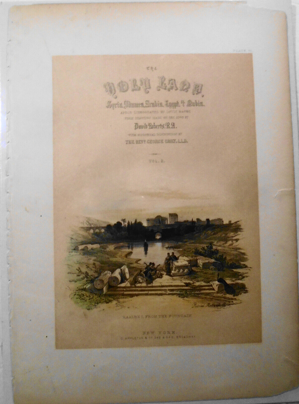 Baalbec, From the Fountain - by David Roberts [1855-1860] Original antique print