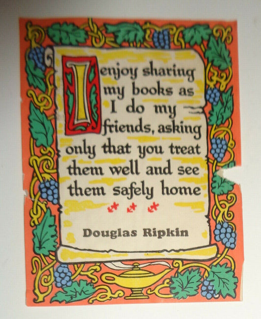 Douglas Ripkin - Ex Libris Bookplate - 1930s