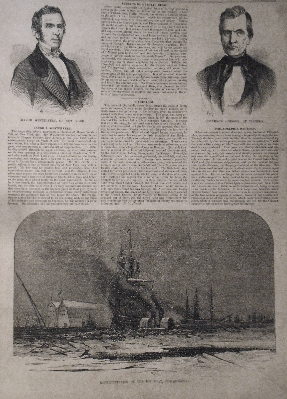 Gleason's Pictorial February 25, 1854 - George Washington; Portrait of Lafayette