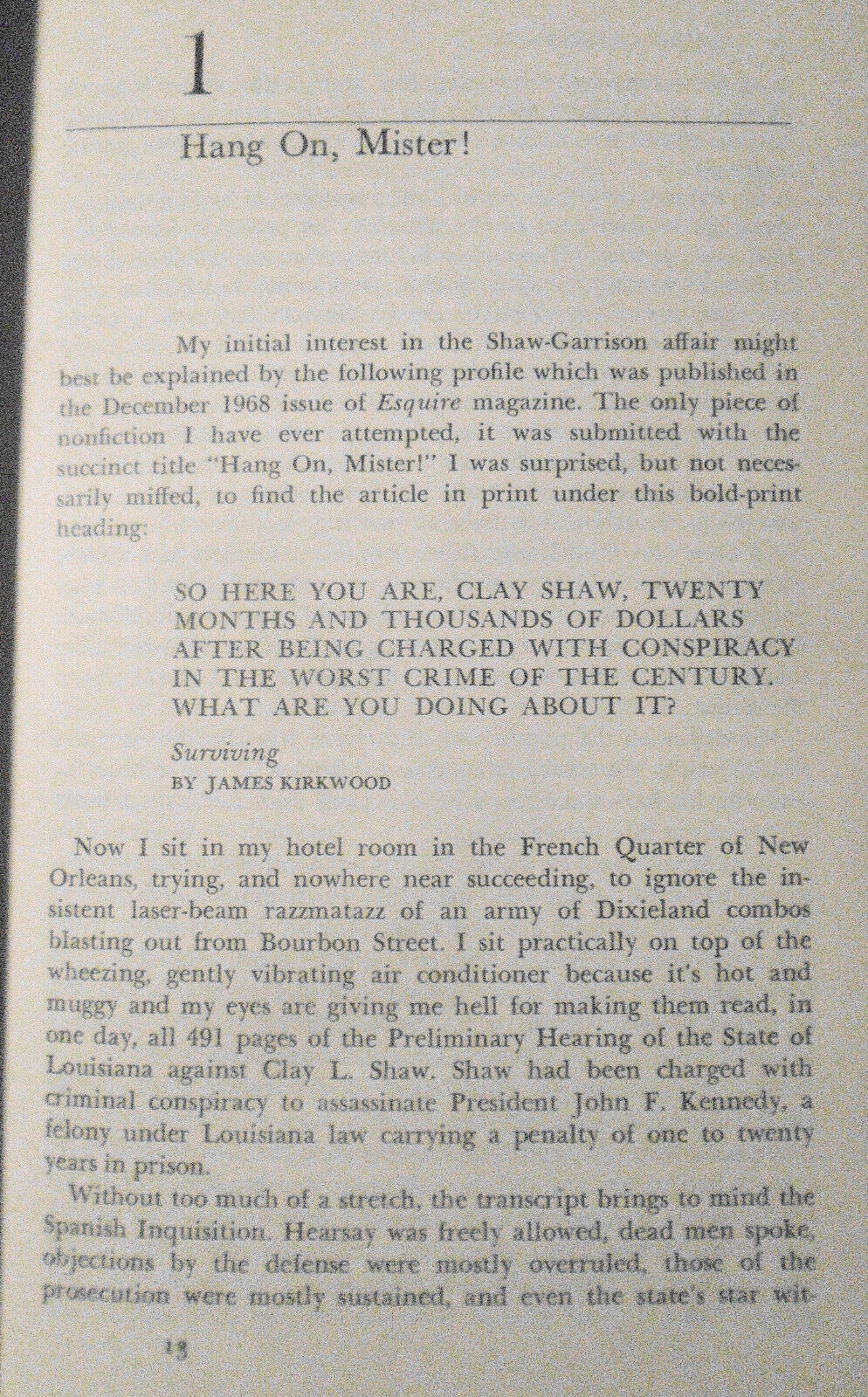 [Kennedy] American Grotesque, by James Kirkwood. SIGNED by author & Clay Shaw.