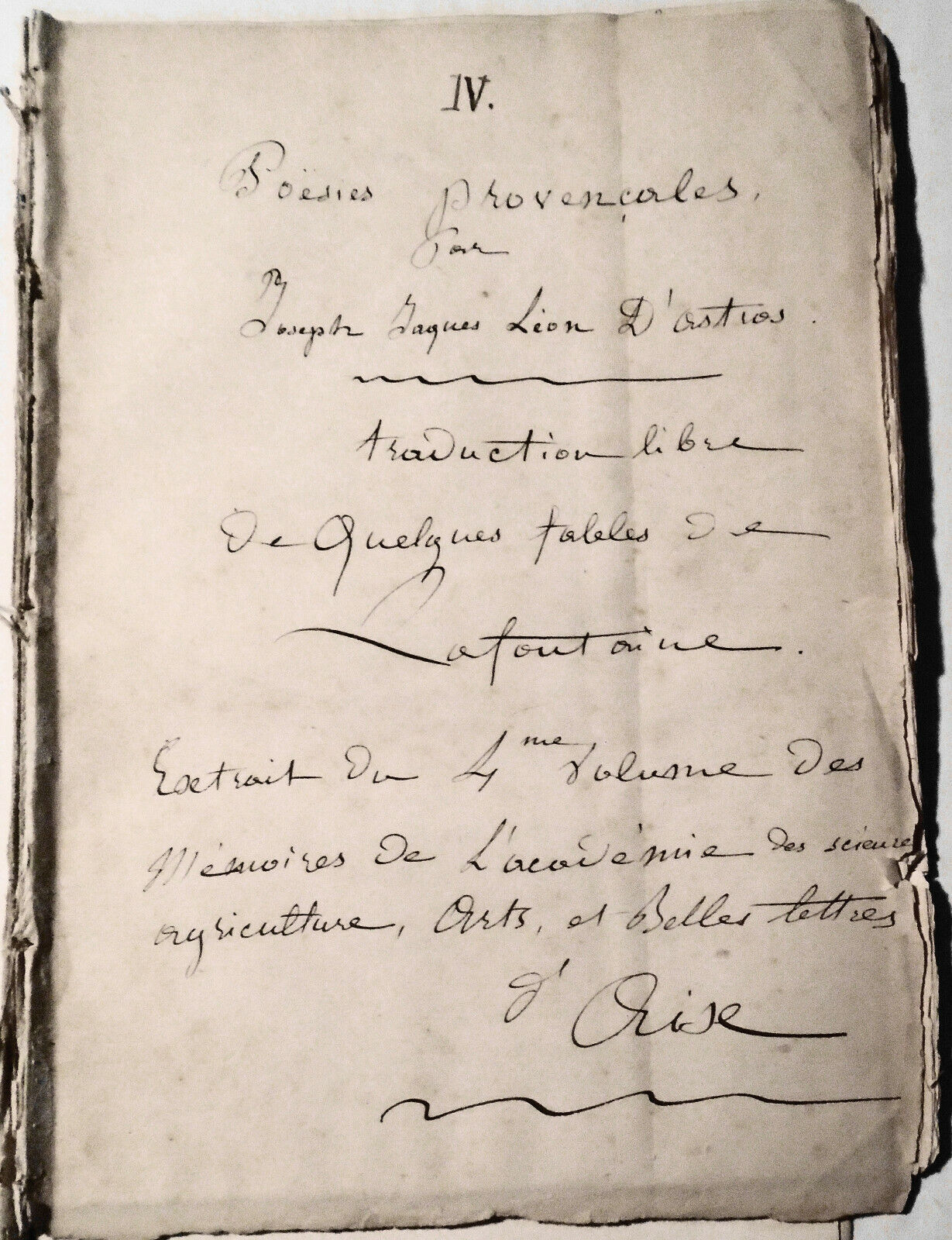 Poesies provencales par M. Joseph-Jacques-Leon d'Astros [Manuscript, ca 1840]