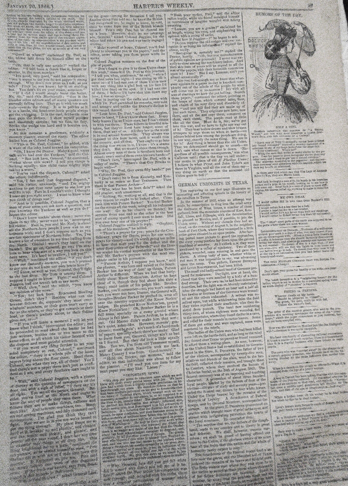 Harper's Weekly January 20, 1866 - American Beauty; Forger Ketchum; etc ORIGINAL