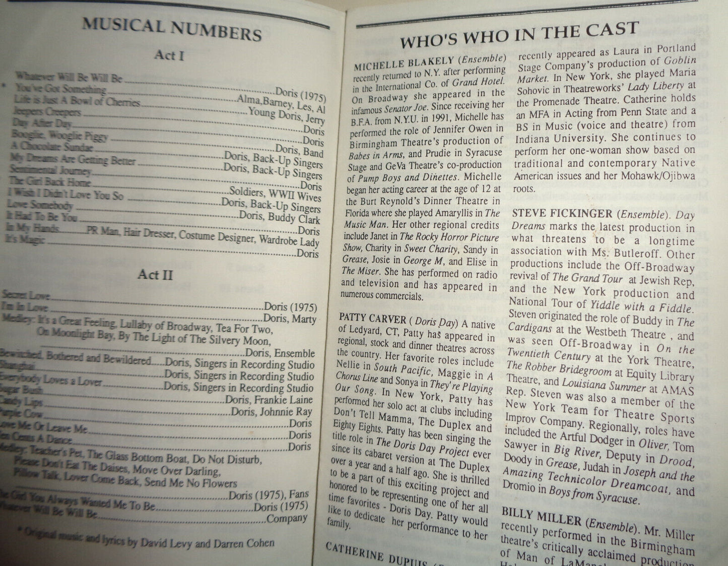 DAY DREAMS - THE MUSIC AND MAGIC OF DORIS DAY - PROGRAM