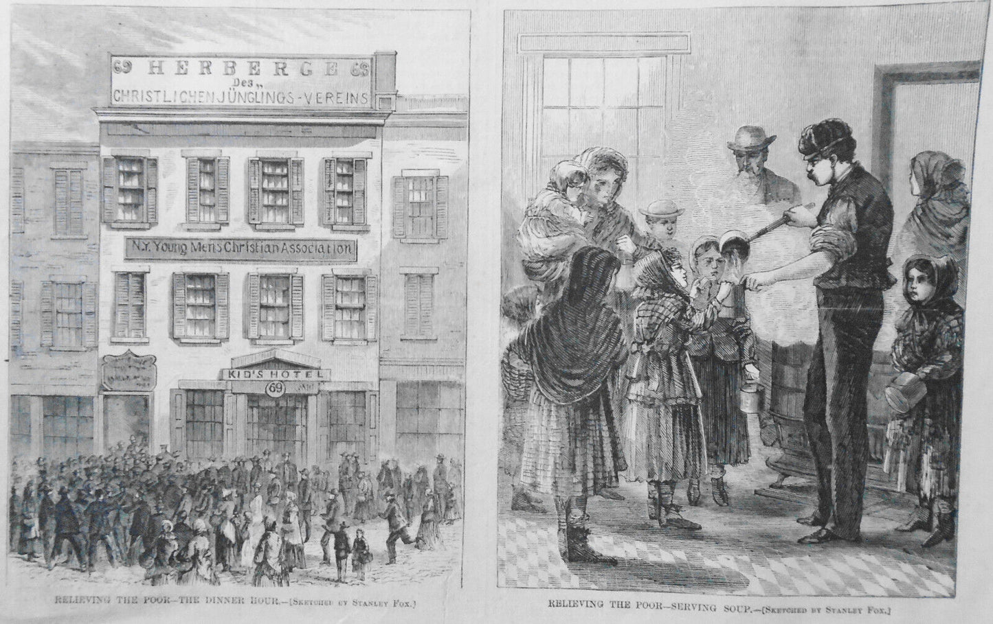Relieving The Poor - Harper's Weekly, Feb. 29 1868 Original, Story & Two Prints
