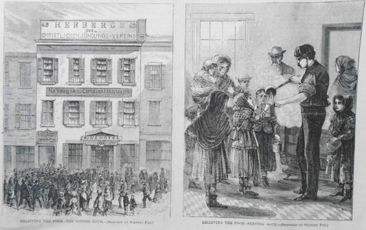 Relieving The Poor - Harper's Weekly, Feb. 29 1868 Original, Story & Two Prints