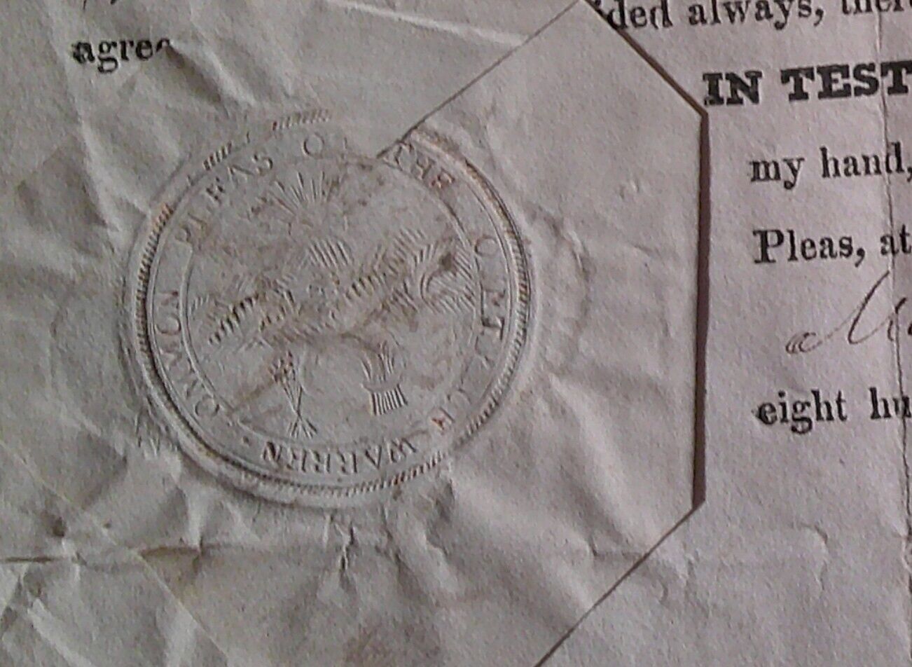 1828 Warren County Ohio original Marriage License, with seal. David W. van Dyke