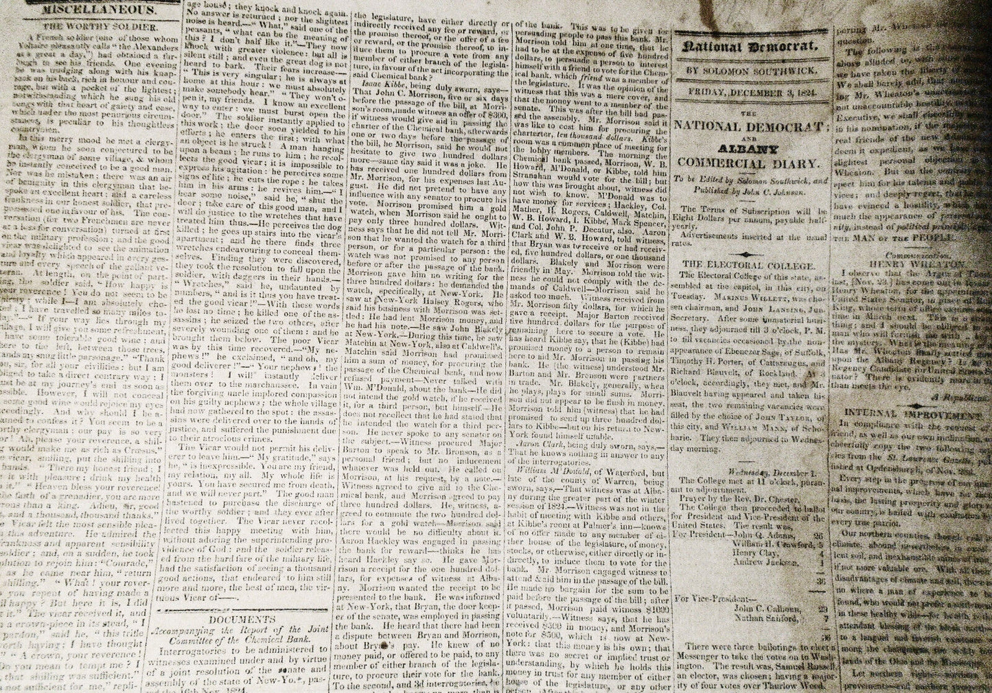 The National Democrat, December  3, 1824, Albany, New Y.