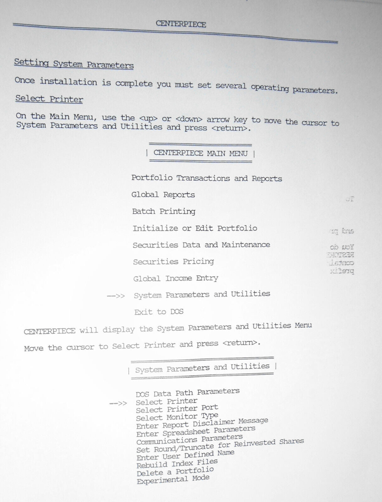 Centerpiece Portfolio Management Software - Trial Program - 1988, for IBM PCs