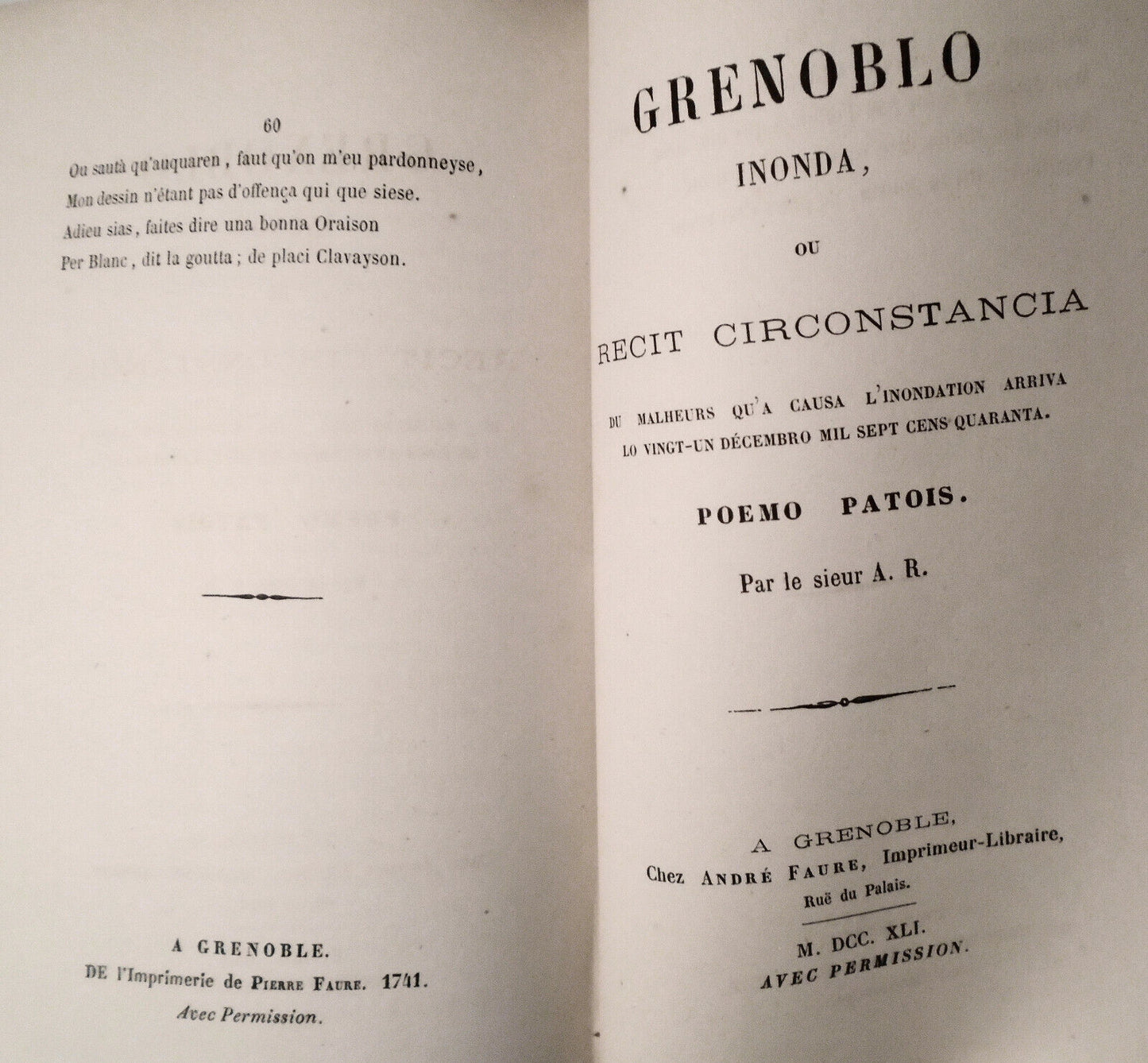 1859 Grenoble inonde. I. Notice sur l'inondation... II. Grenoblo malherou... etc