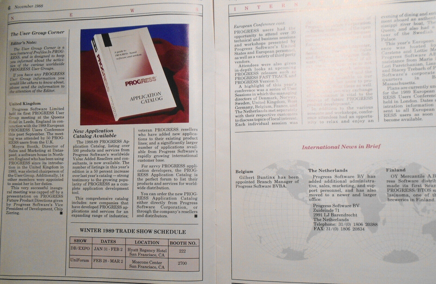 Profiles in Progress, November 1988. Quarterly Newsmagazine of Progress Software