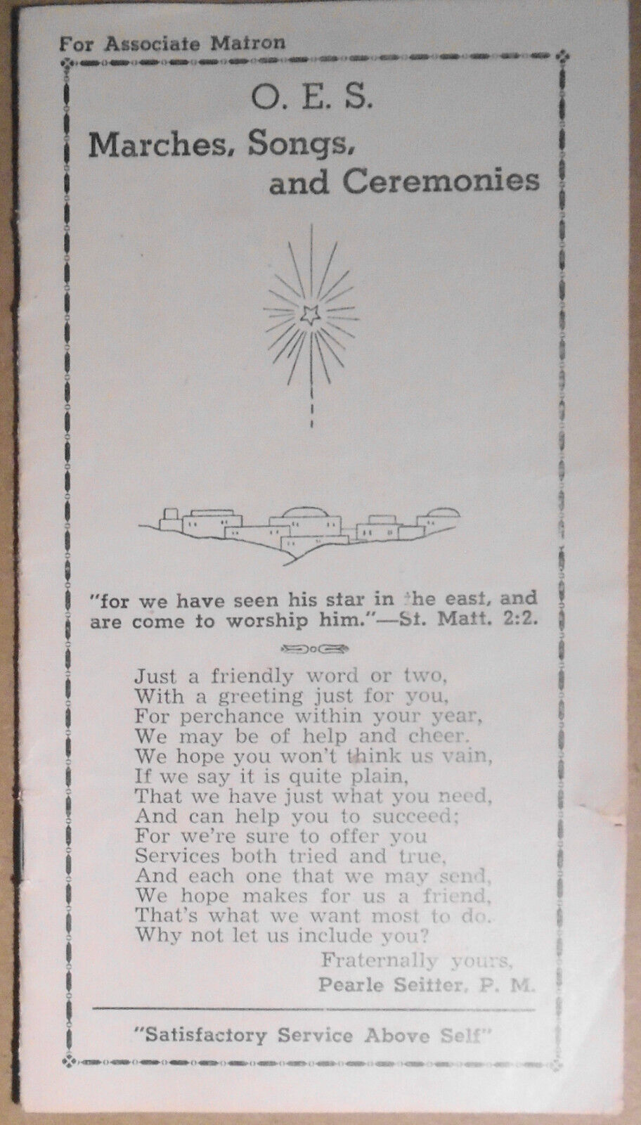 Order of Eastern Star Marches Songs Ceremonies catalog - Associate Matrons 1940s