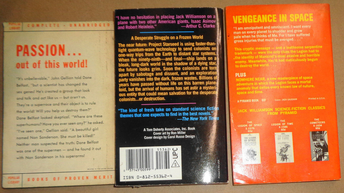 Jack Williamson : Dragon's Island, Black Sun, One Against Legion - 1st pb ptgs