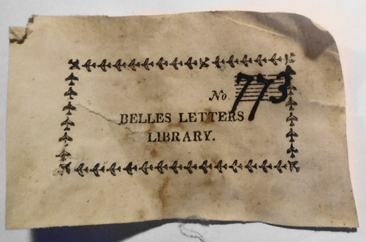 Belles Letters Library - Ex Libris Bookplate.