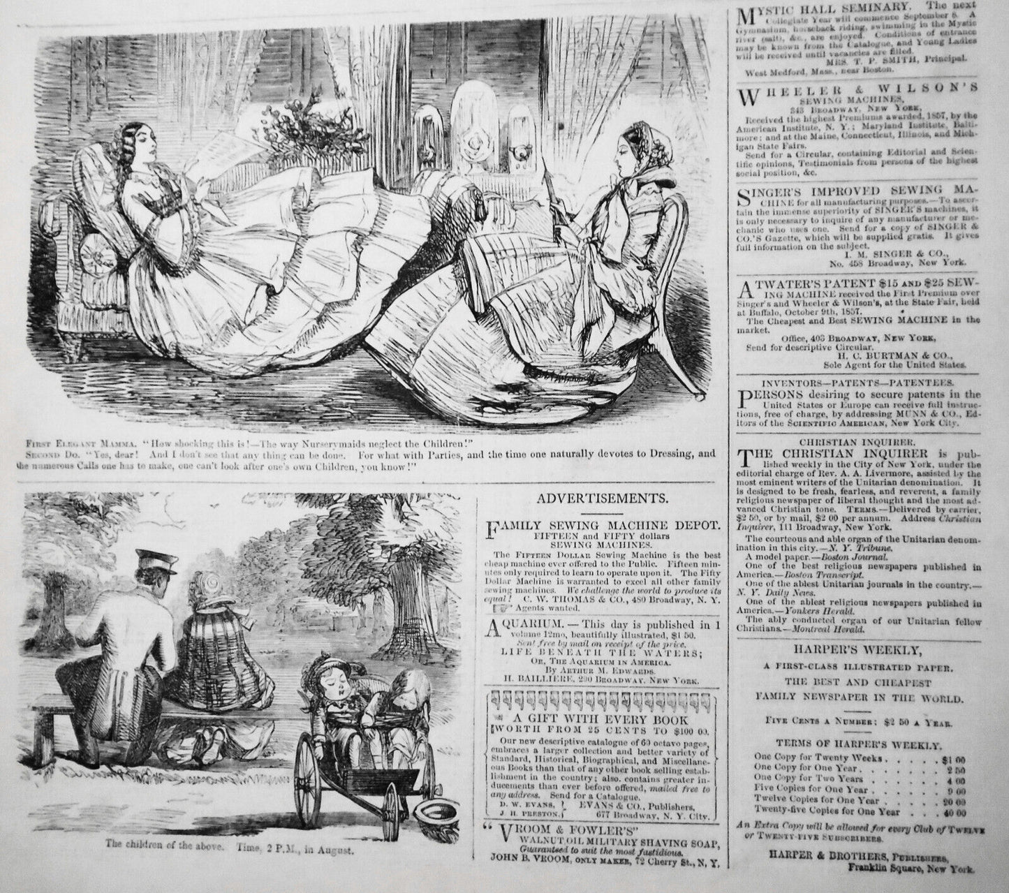 The Delights of Spending the Summer in the Country -- Harper's Weekly, 1858