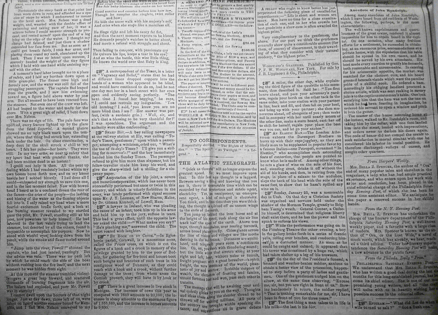 Saturday Evening Post, June 10, 1865 - General Lee in London, etc