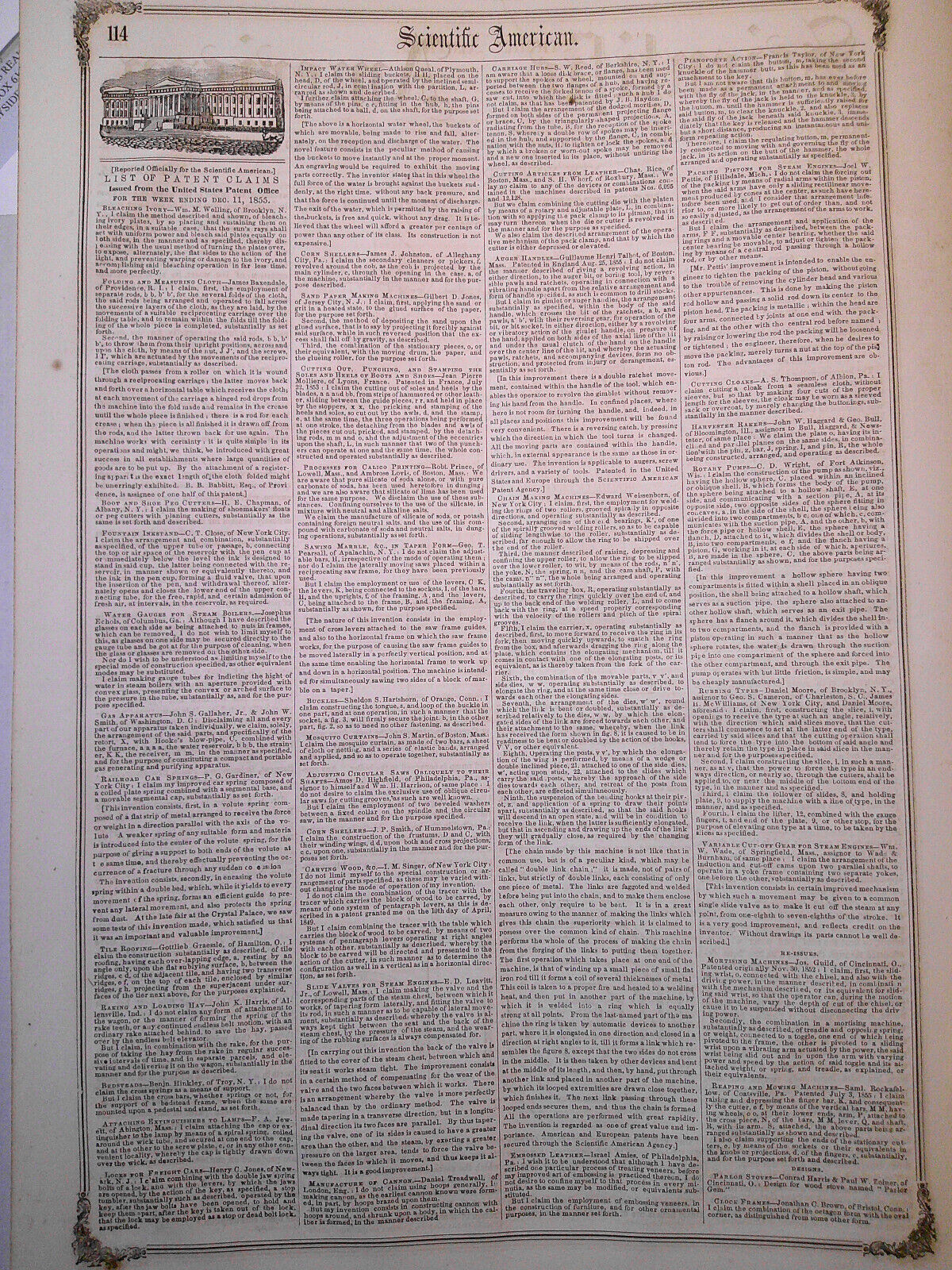 Scientific American, December 23, 1855. Improvement in Billiard Tables, etc