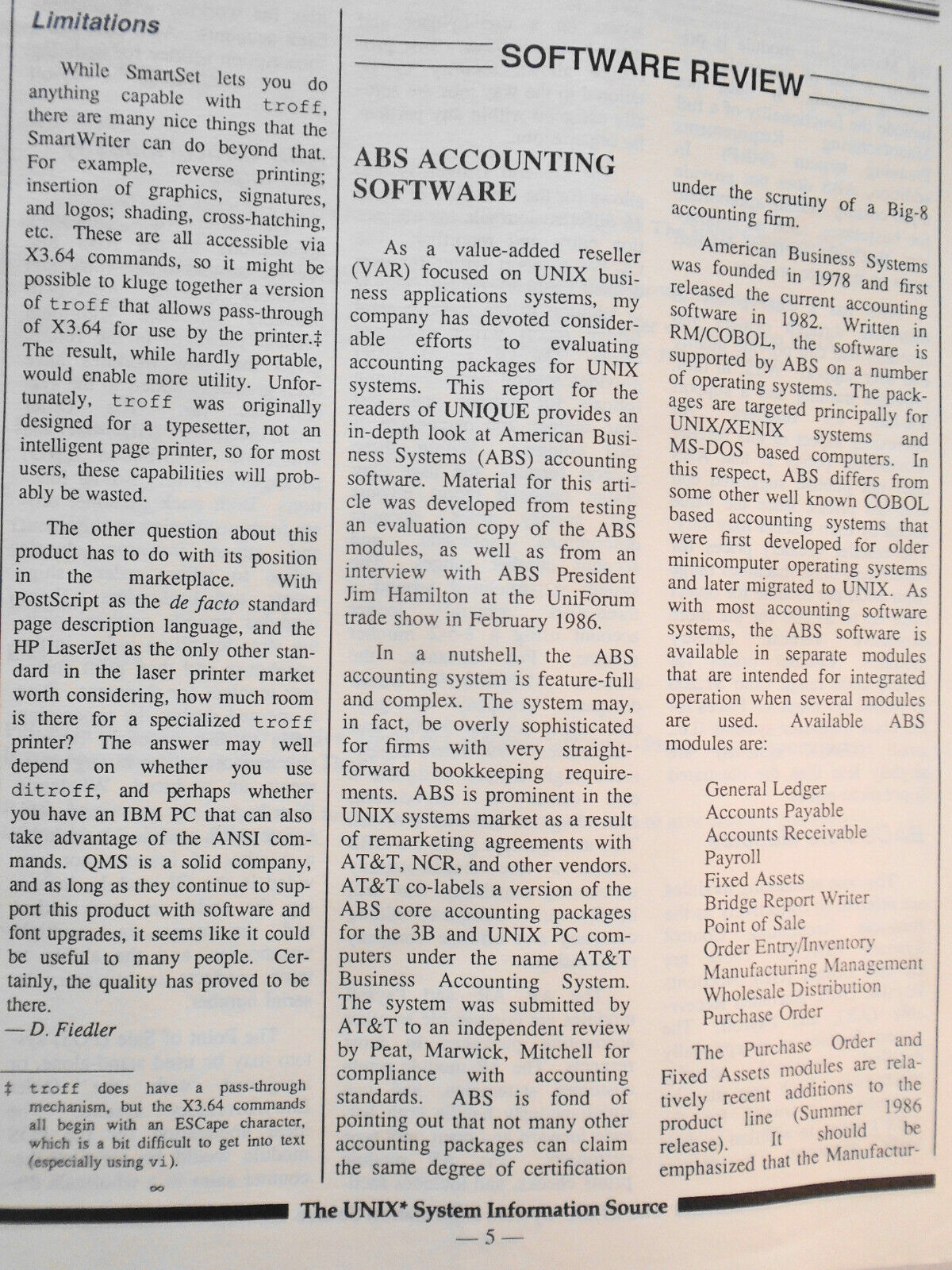 UNIQUE: The UNIX System Information Source,  Vol. 4, No.  9,  June 1987