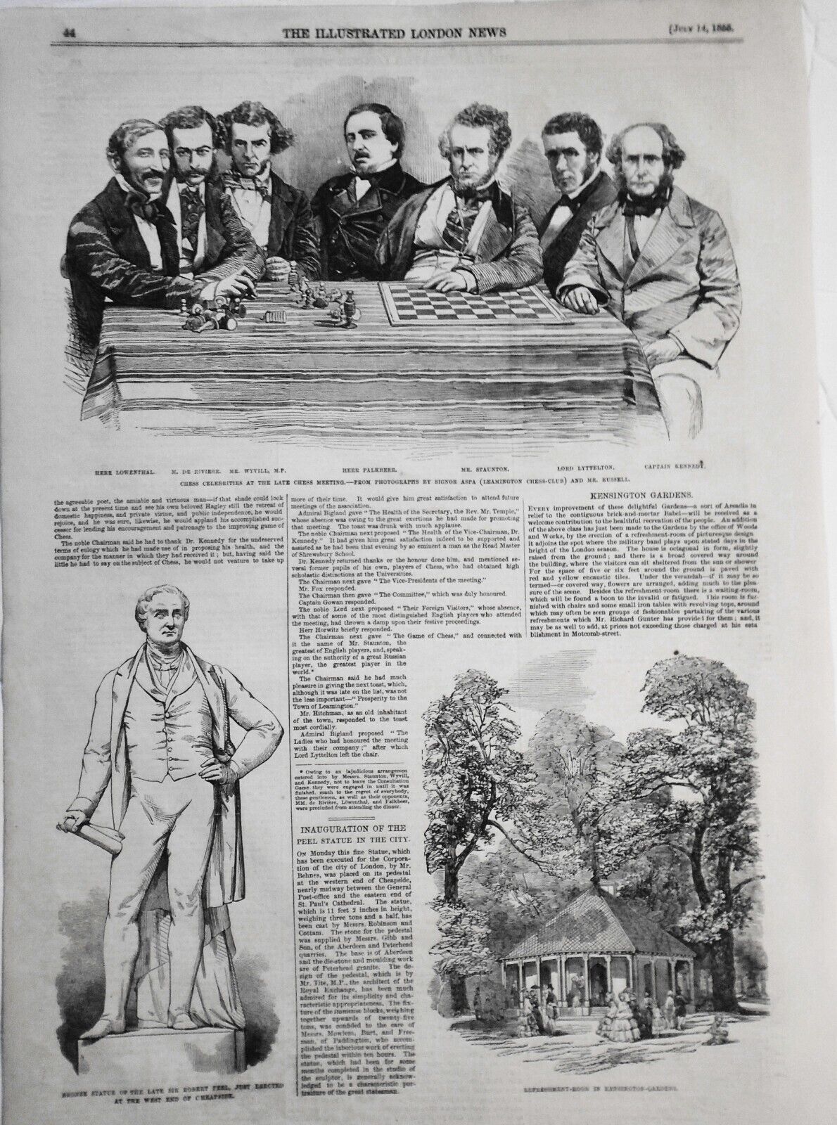 1855 Chess Celebrities at the Leamington Chess Club :  Staunton, Lowenthal et al