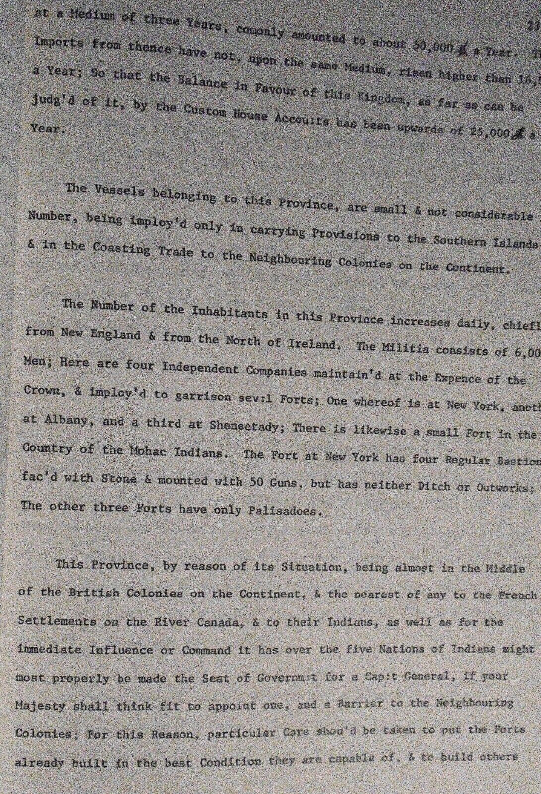 State of Your Majesty's Plantations on the Continent North America 1721 - TYPED