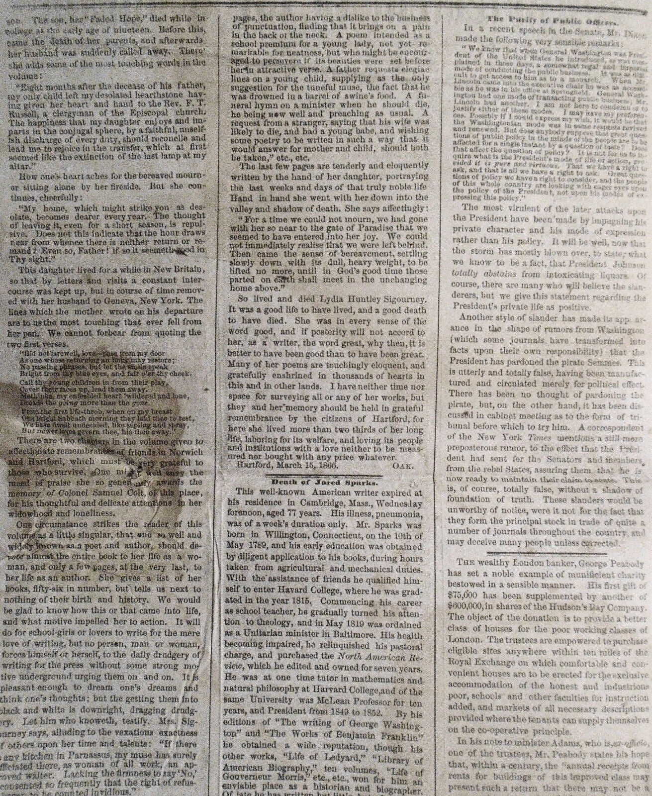 1866 - General Joseph Hawley tribute - in Supplement To The Connecticut Courant