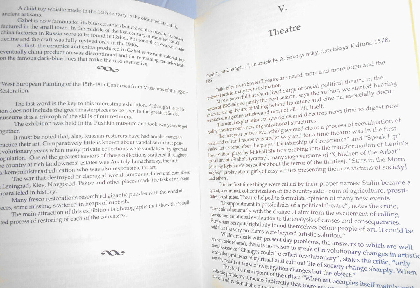 Soviet culture guide. October 1989 - Literary magazines, Theatre, Movies, Arts.