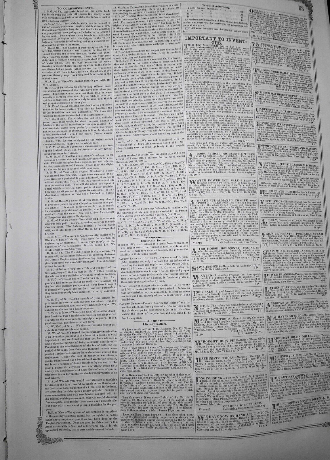 Scientific American, November 3, 1855. Original complete issue.