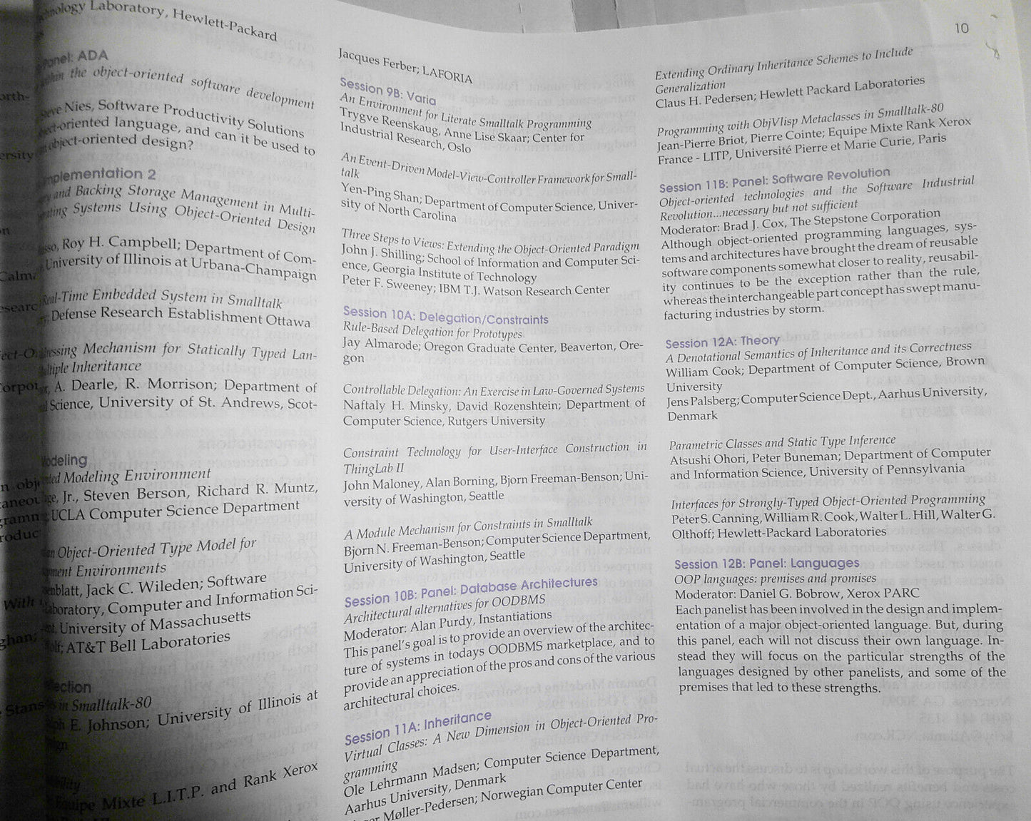 OOPSLA '89 4th Annual Conference on Object Oriented Programming. Advance program