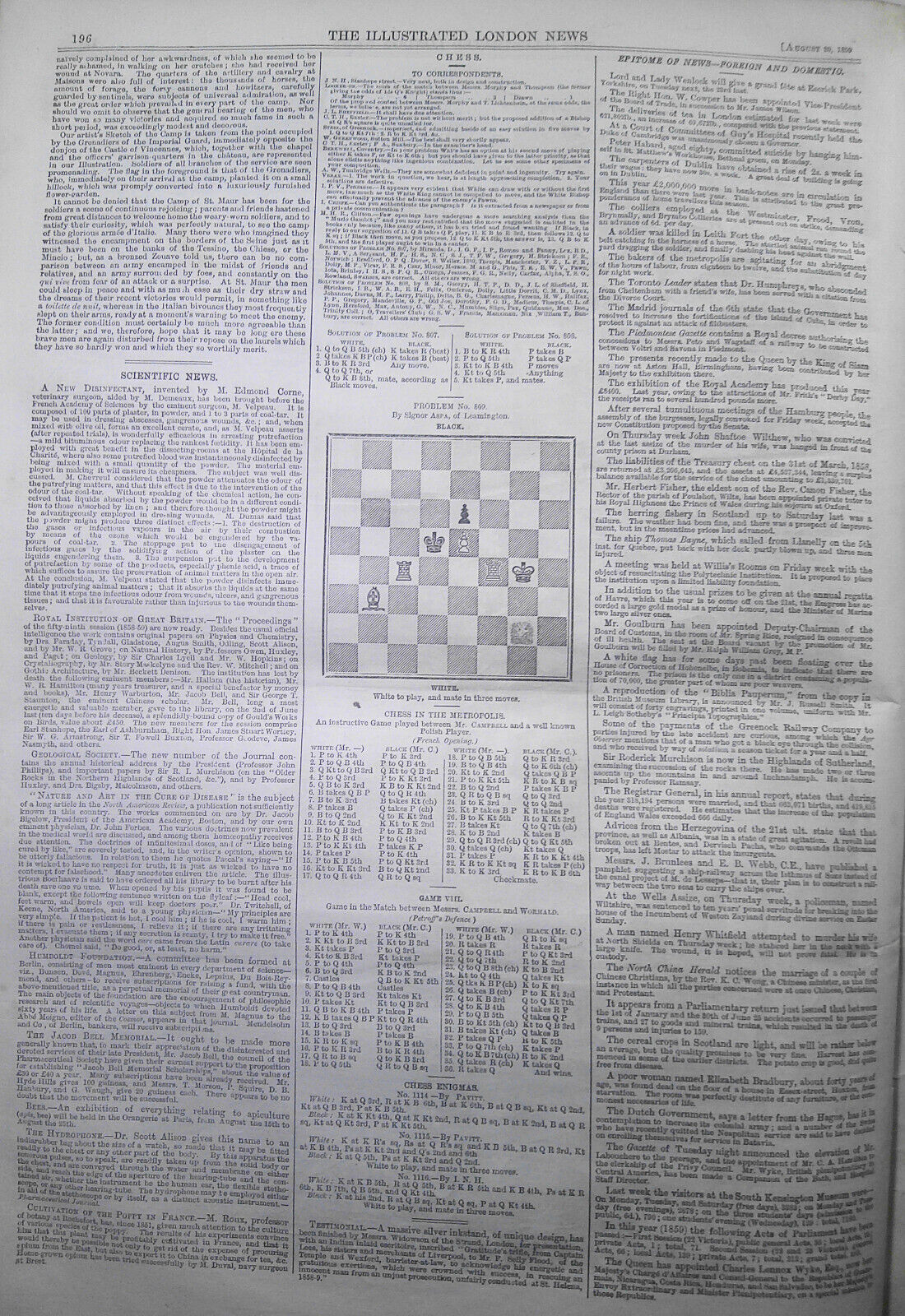 The Illustrated London News, August 20, 1859 - Paris fetes; Great Eastern saloon